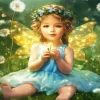 Fairy Baby Girl And Dandelions Diamond Painting