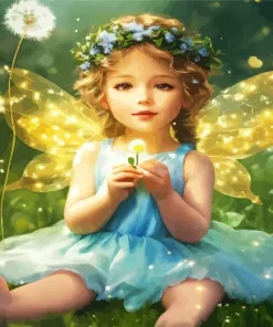 Fairy Baby Girl And Dandelions Diamond Painting