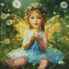 Fairy Baby Girl And Dandelions Diamond Painting