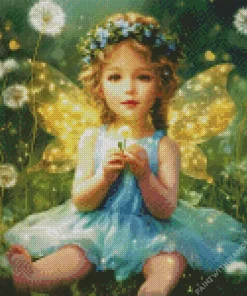 Fairy Baby Girl And Dandelions Diamond Painting