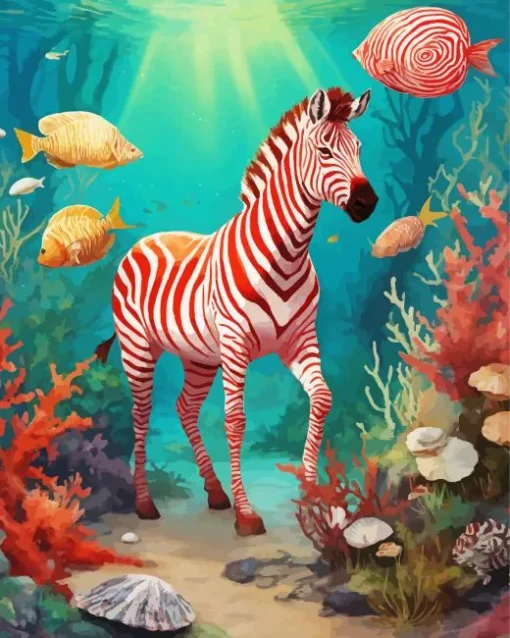 Fantasy Zebra In The Sea Diamond Painting