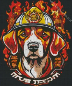 Fireman Beagle Dog Diamond Painting