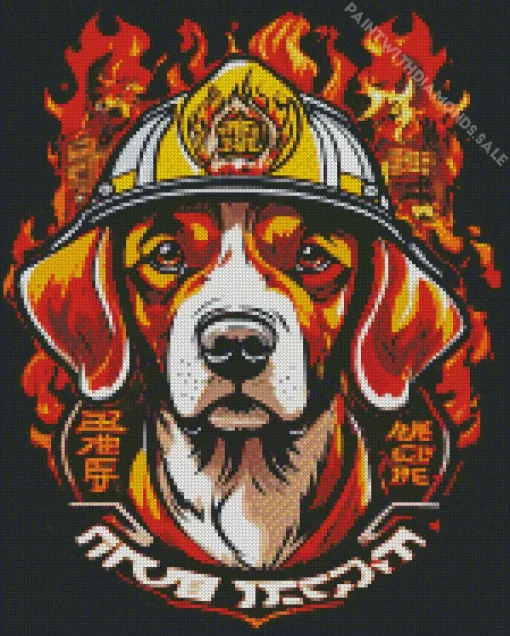 Fireman Beagle Dog Diamond Painting