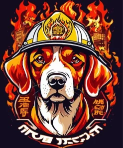 Fireman Beagle Dog Diamond Painting