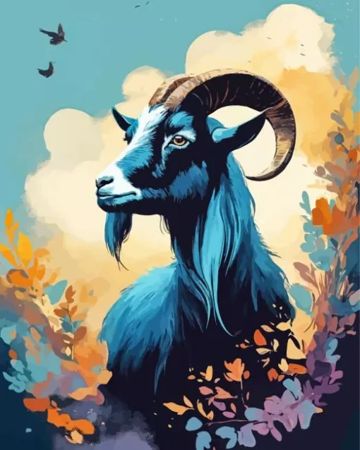 Floral Goat Diamond Painting