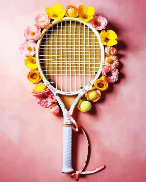 Floral Tennis Racket Diamond Painting