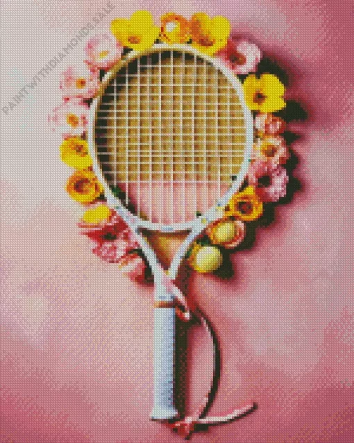 Floral Tennis Racket Diamond Painting