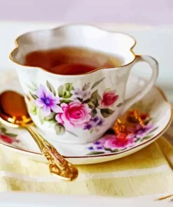 Floral Tea Cup Diamond Painting