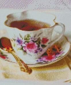 Floral Tea Cup Diamond Painting