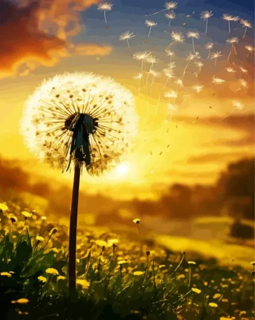 Flying Dandelions Diamond Painting