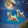 Flying Goats With Full Moon Diamond Painting