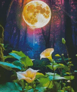 Full Moon And Calla Lilies Diamond Painting