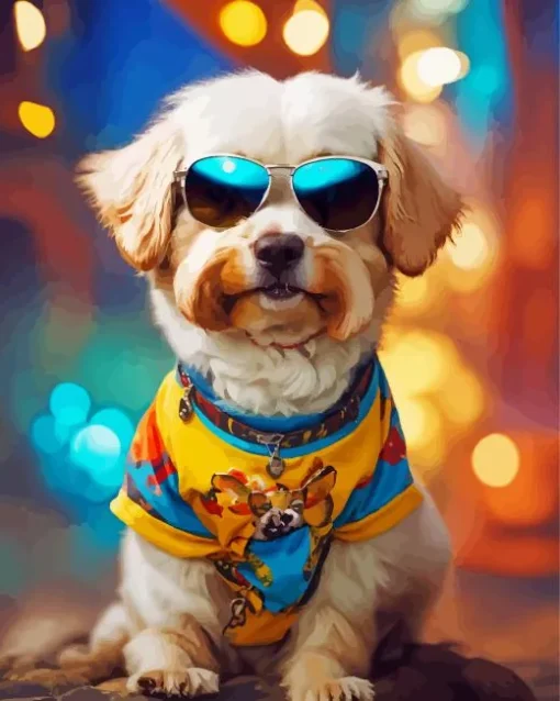 Funny Shih Tzu With Sunglasses Diamond Painting