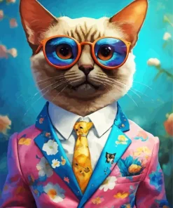 Gentleman Siamese Cat Diamond Painting