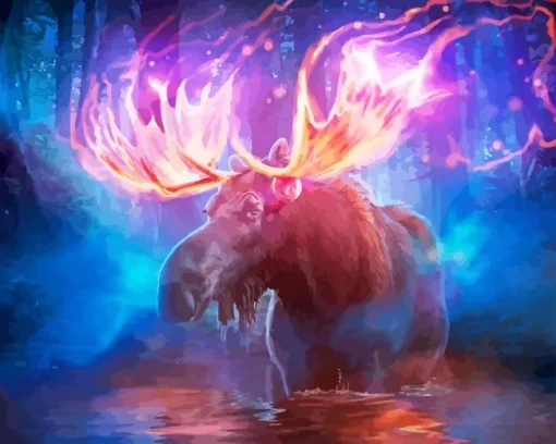 Glowing Mystic Elk Diamond Painting