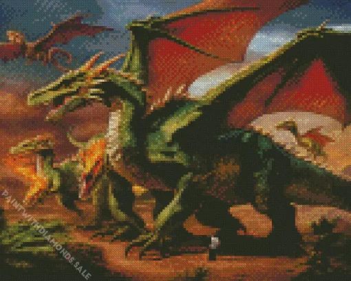 Green Dragons Diamond Painting