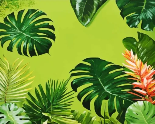 Green Monstera Diamond Painting