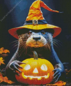 Halloween Otter With A Hat Diamond Painting