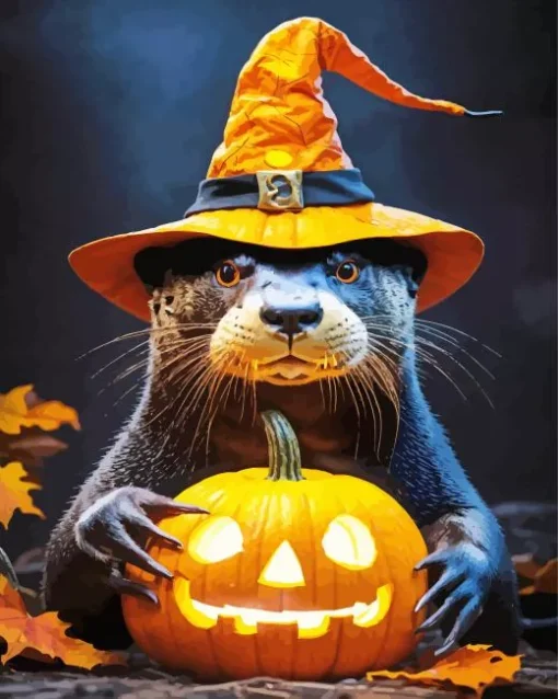 Halloween Otter With A Hat Diamond Painting