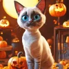 Halloween Siamese Cat Diamond Painting