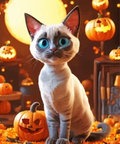 Halloween Siamese Cat Diamond Painting