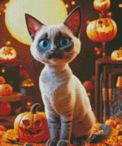 Halloween Siamese Cat Diamond Painting