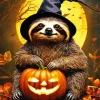 Halloween Sloth With Pumpkin Diamond Painting