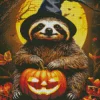 Halloween Sloth With Pumpkin Diamond Painting