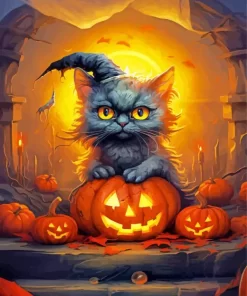 Halloween Black Cat Diamond Painting