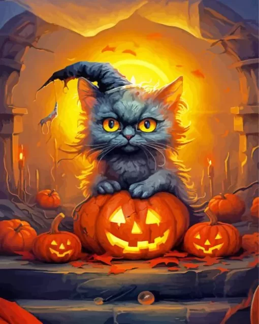 Halloween Black Cat Diamond Painting