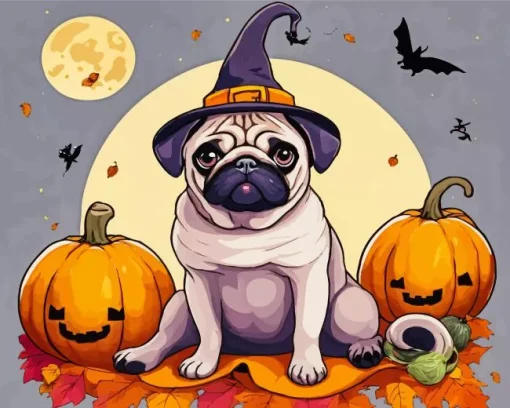 Halloween Pug Diamond Painting