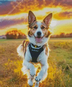 Happy Border Collie Running Diamond Painting