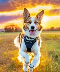 Happy Border Collie Running Diamond Painting