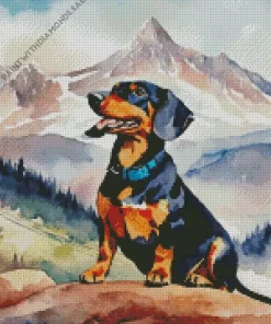 Happy Dachshund Dog Diamond Painting