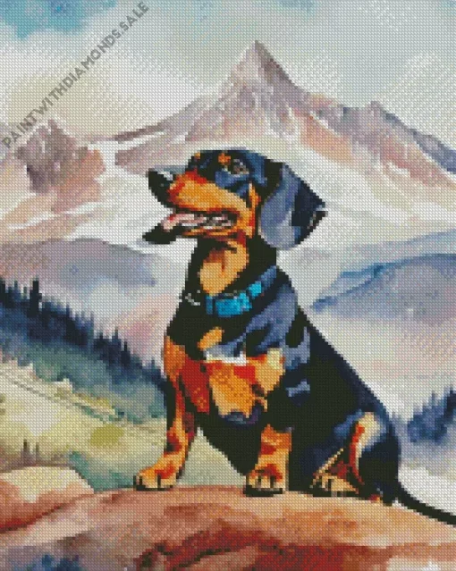 Happy Dachshund Dog Diamond Painting