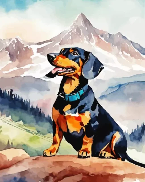 Happy Dachshund Dog Diamond Painting