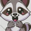 Happy Cartoon Raccoon Diamond Painting