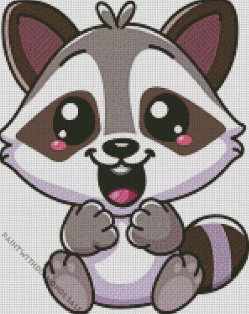 Happy Cartoon Raccoon Diamond Painting