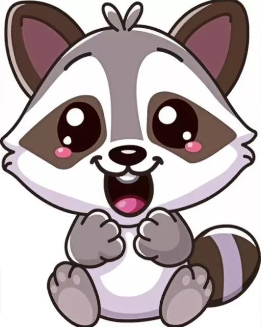 Happy Cartoon Raccoon Diamond Painting