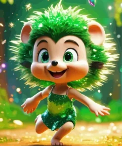 Happy Green Hedgehog Diamond Painting