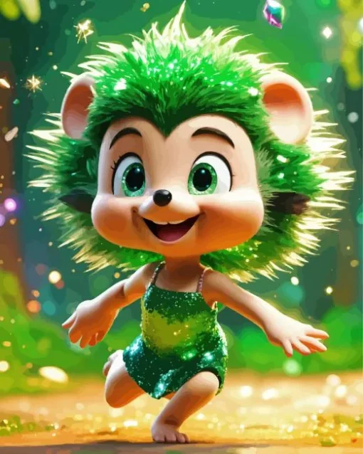 Happy Green Hedgehog Diamond Painting