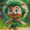 Happy Green Hedgehog Diamond Painting