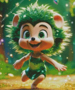 Happy Green Hedgehog Diamond Painting