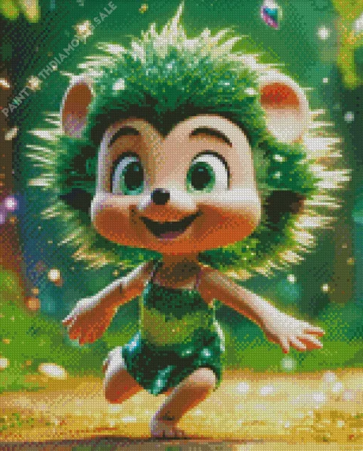 Happy Green Hedgehog Diamond Painting