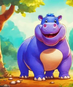 Happy Purple Hippo Diamond Painting