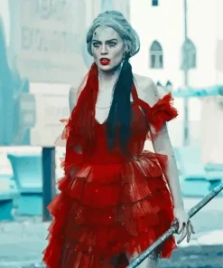 Harley Quinn In Red Dress Diamond Painting