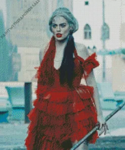 Harley Quinn In Red Dress Diamond Painting