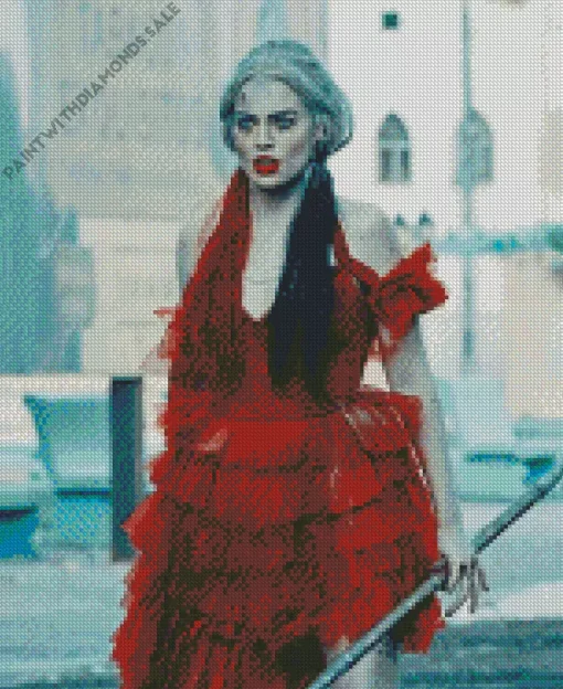 Harley Quinn In Red Dress Diamond Painting