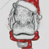 Hippo With Santa Hat Diamond Painting