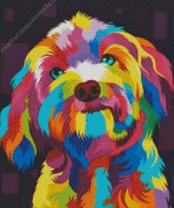 Illustration Colorful Dog Diamond Painting